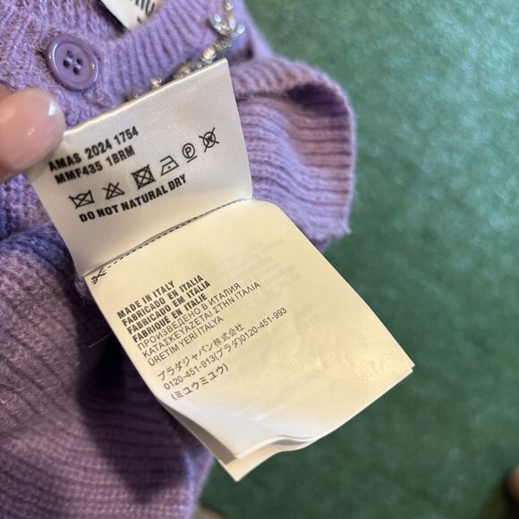 Women’s MIU MIU Crystal Jeweled Stretchy Tank Top Size 36 / XS purple Top AUTH - Picture 7 of 9